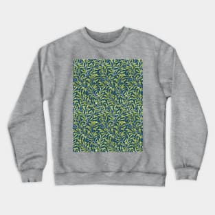 William Morris Willow Boughs Recolored Green on Blue Crewneck Sweatshirt